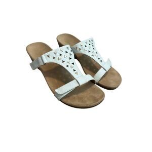 Vionic Maggie Sandal Wedge Heels Studs Slide Adjustable Straps Beige Women Sz 10